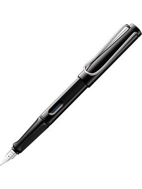 Ergonomic Black Fountain Pen with Polished Steel Nib - Ideal for Writing